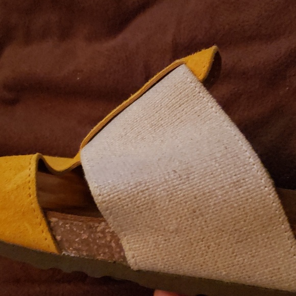Sundance Golden Linen and Suede Cork Sandals Sz 41 - Picture 6 of 9